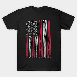 Baseball Bat Lover American Flag T-Shirt